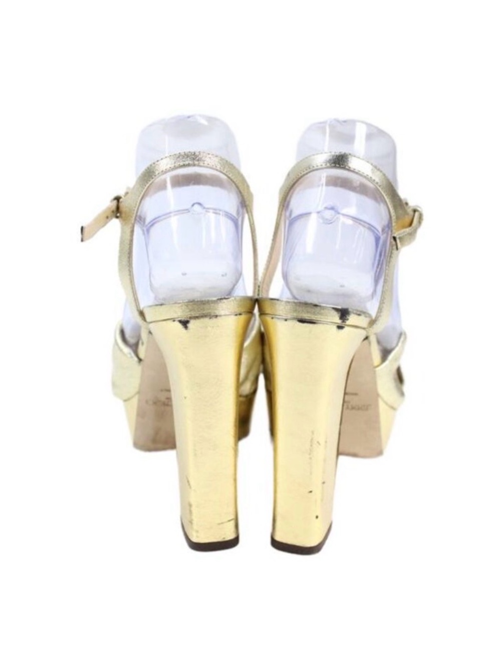Jimmy Choo Womens Heloise 120 Metallic Leather Platform Sandals Gold Size 9
